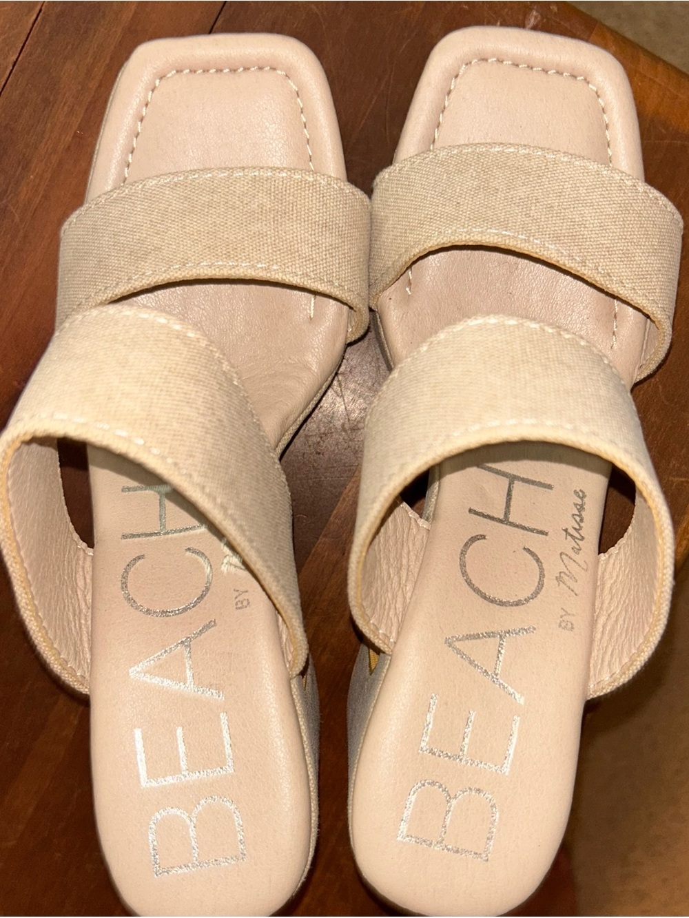 BEACH by Matisse Beige Double-Strap Women’s Mules
